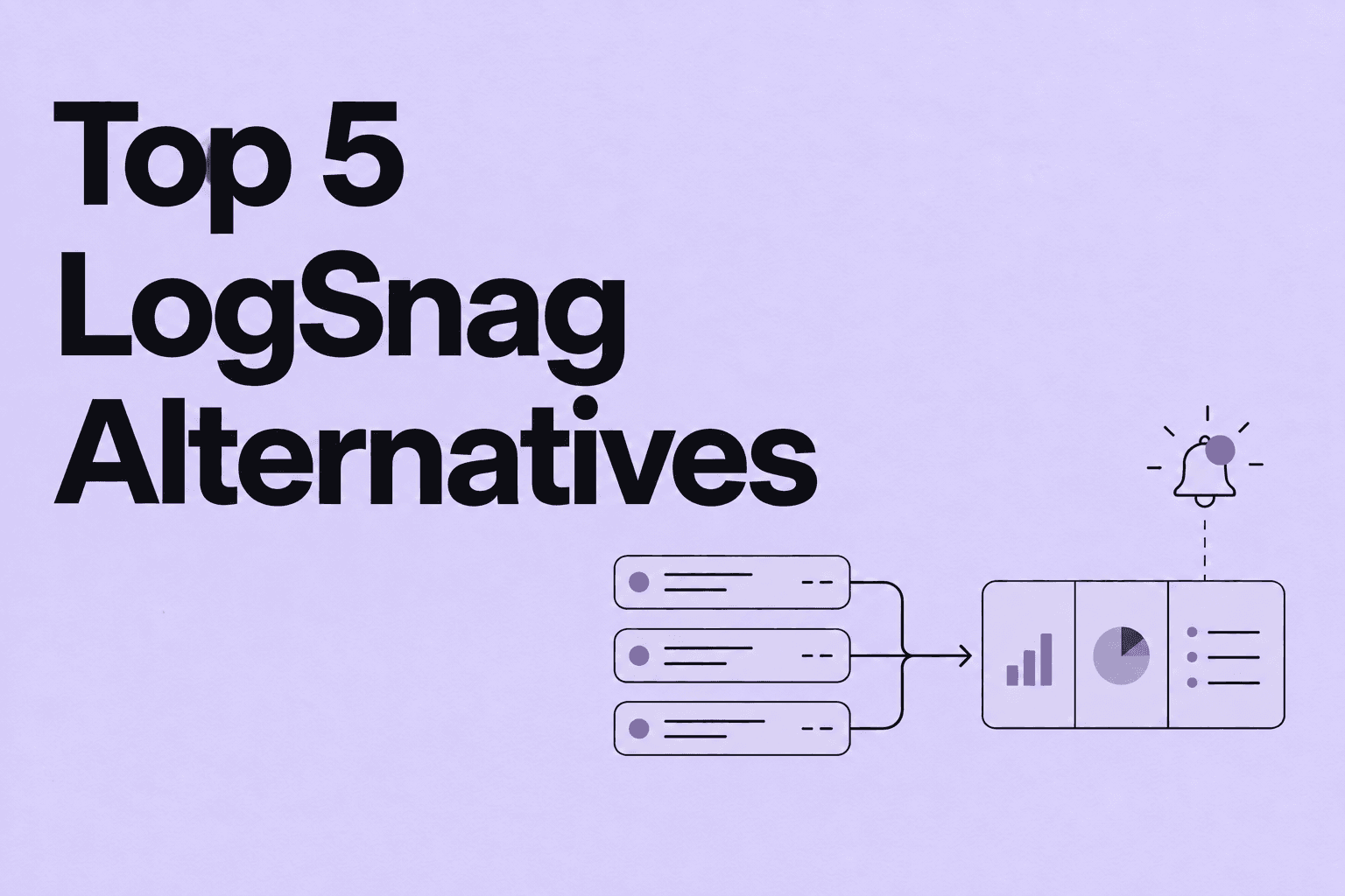 Top 5 LogSnag Alternatives. An event feed and chart on a lilac background.